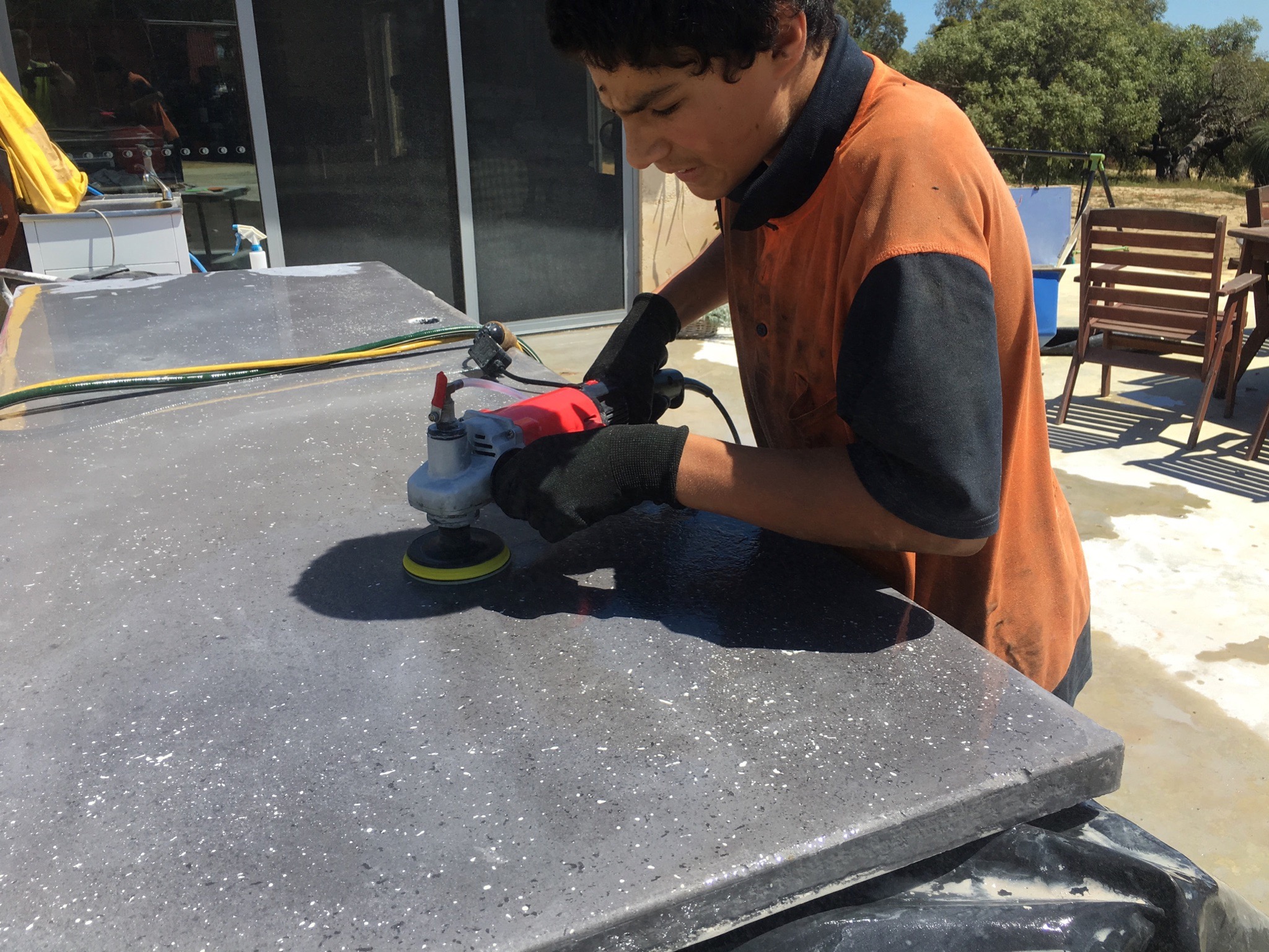 16 October 2018 GFRC Bench #1 Polishing